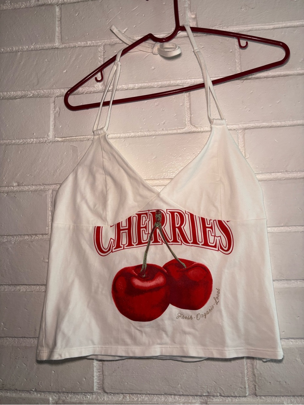 wild fable White Halter Cami with Red Cherries Graphic